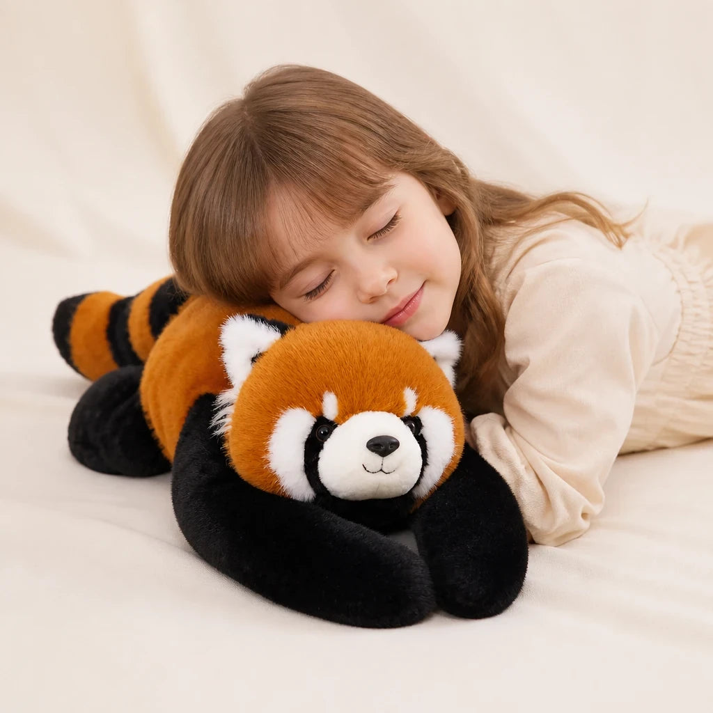 Pelúcia Infantil panda-vermelho com braços longos ponderados e toque macio para sono aconchegante