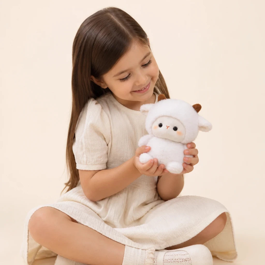 Pelúcia Infantil super macia em formato de cordeiro presente aconchegante e companheira de sono para crianças