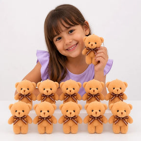 Pelúcia infantil chaveiro urso macio com mini gravata, acessório seguro e estiloso para crianças
