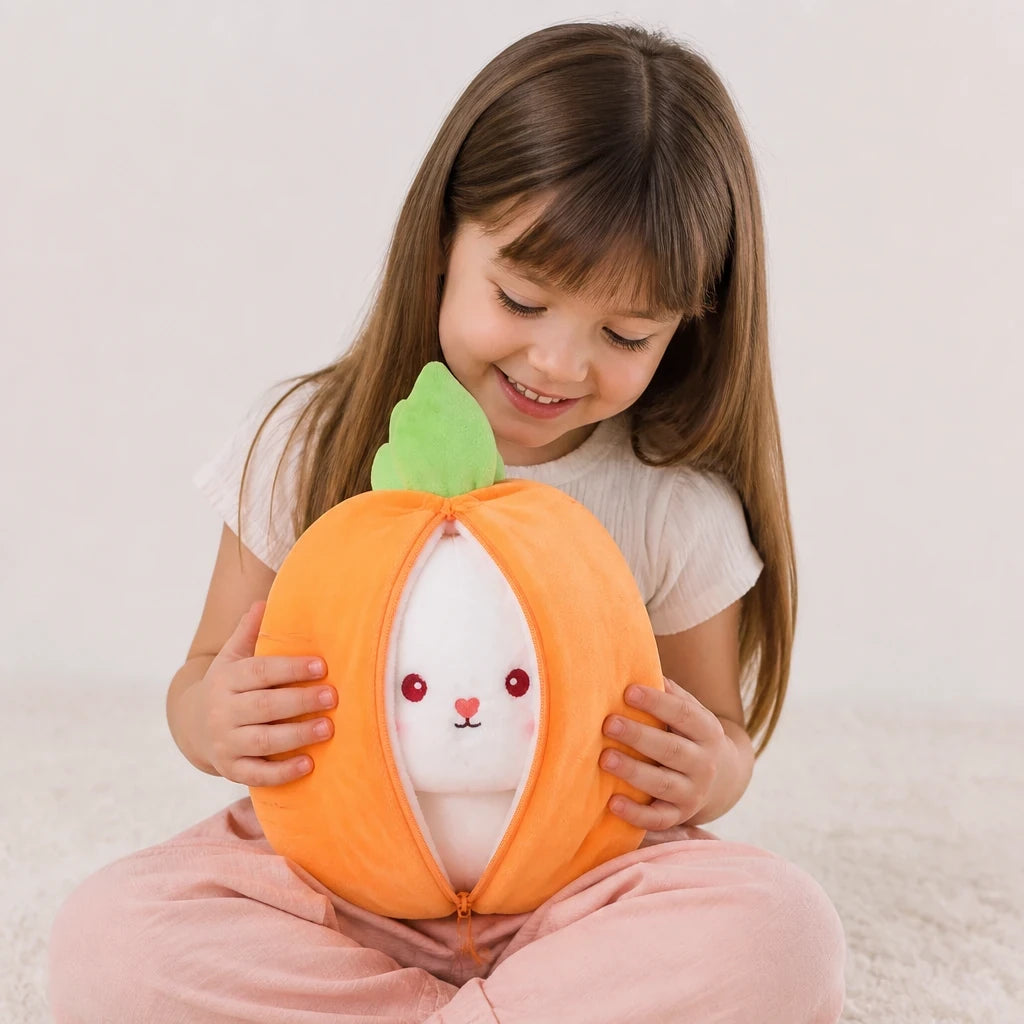 Pelúcia Infantil coelho reversível em fruta laranja toque macio presente perfeito para mães, pais e avós