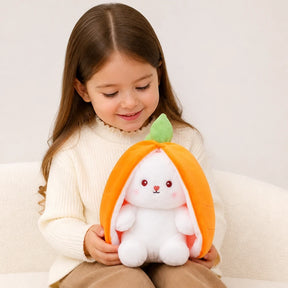 Pelúcia Infantil coelho reversível em formato de fruta toque macio durável e seguro presente ideal para pais e avós