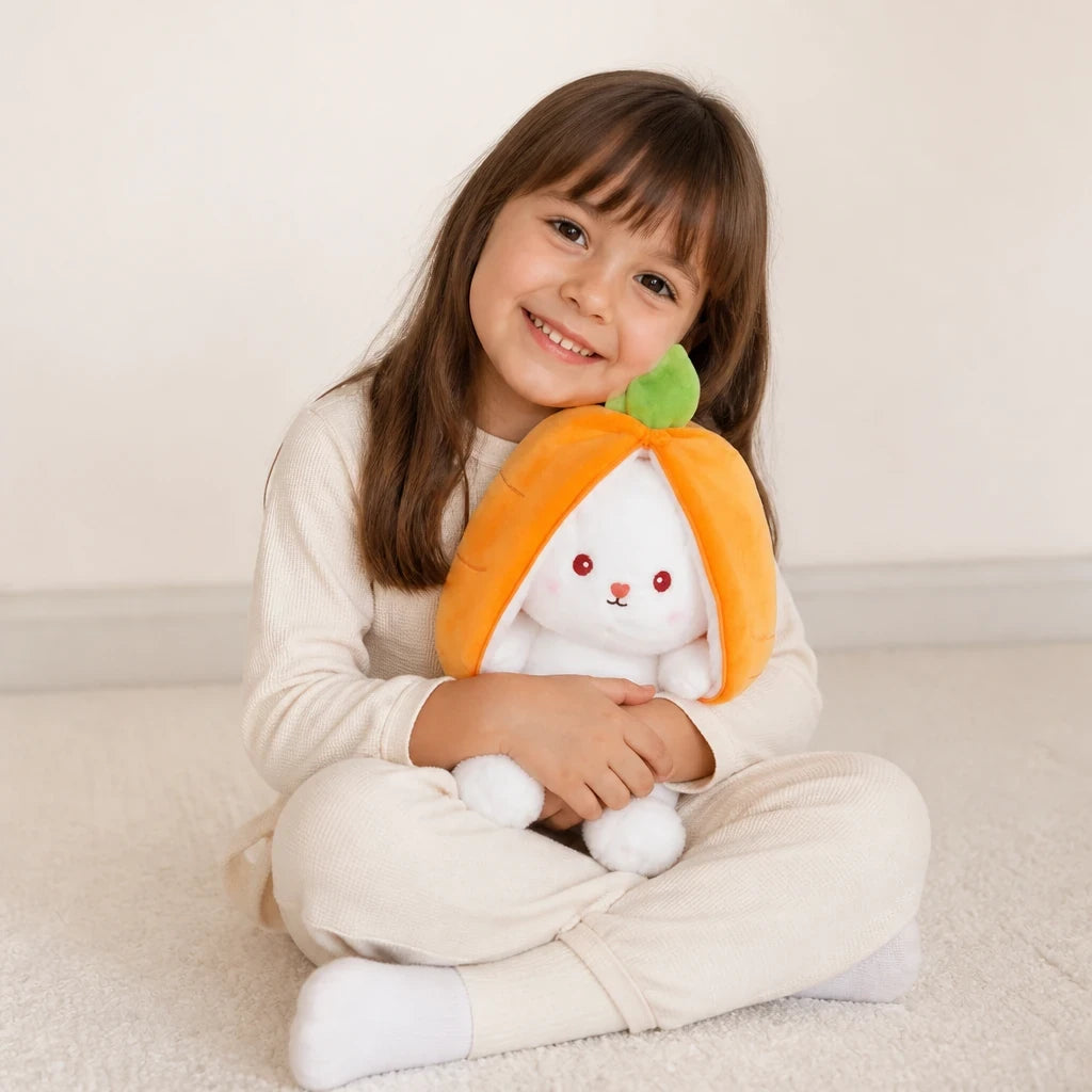 Pelúcia infantil coelho reversível cenoura com toque macio, perfeito presente seguro e durável para crianças