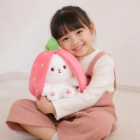 Pelúcia infantil coelho reversível morango toque macio e seguro presente perfeito para crianças