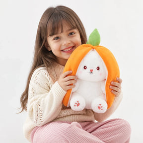 Pelúcia Infantil coelho reversível em forma de cenoura, toque macio e seguro, presente encantador para crianças