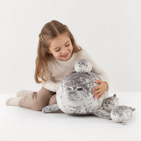Pelúcia Infantil foca mãe com filhotes 5 peças macia e confortável presente perfeito para mães, pais e avós