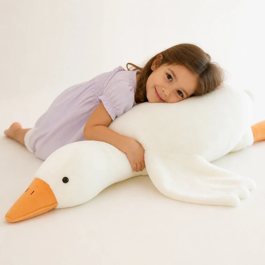 Pelúcia Infantil ganso gigante macia e abraçável, travesseiro ideal para o sono das crianças e tranquilidade dos pais