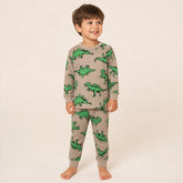 Conjunto de moletom infantil estampado com dinossauros em algodão macio, confortável e durável para os pequenos