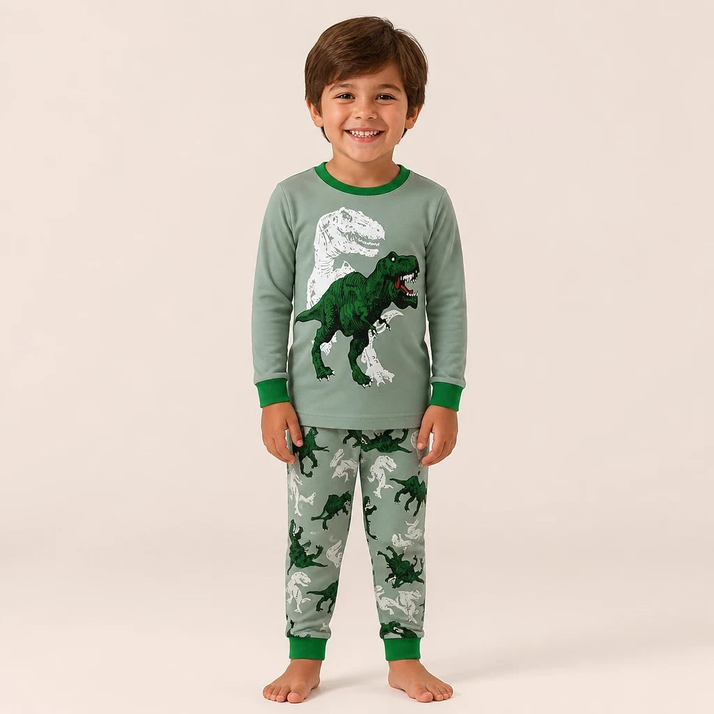 Conjunto de moletom infantil dinossauro T Rex manga longa, super confortável para noites aconchegantes