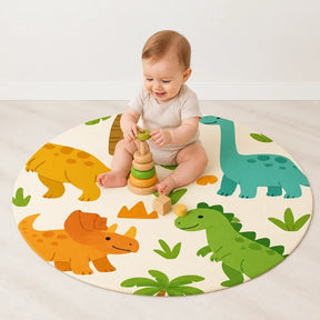 Tapete infantil antiderrapante com estampa de dinossauro macio e seguro para as brincadeiras