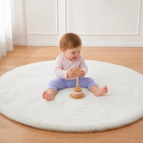 Tapete infantil pelúcia redondo super macio e fácil de limpar, aconchegante e seguro para horas de brincadeira
