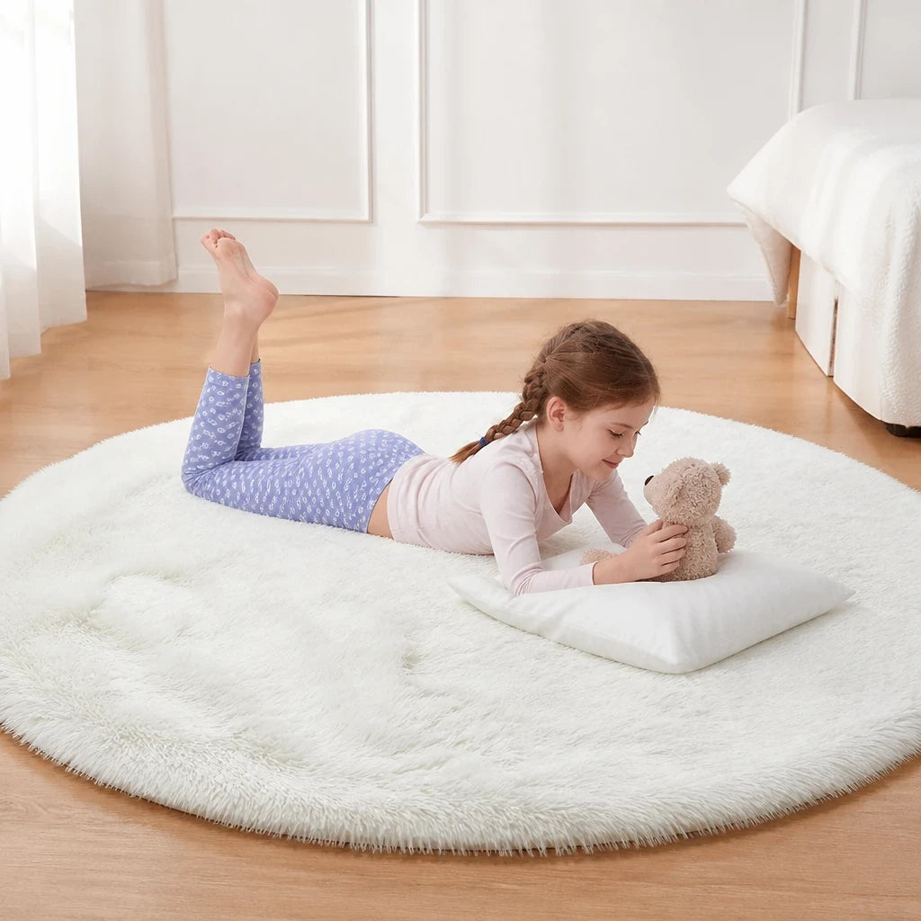 Tapete infantil pelúcia branco super macio, fácil de limpar e aconchegante para o quarto das crianças