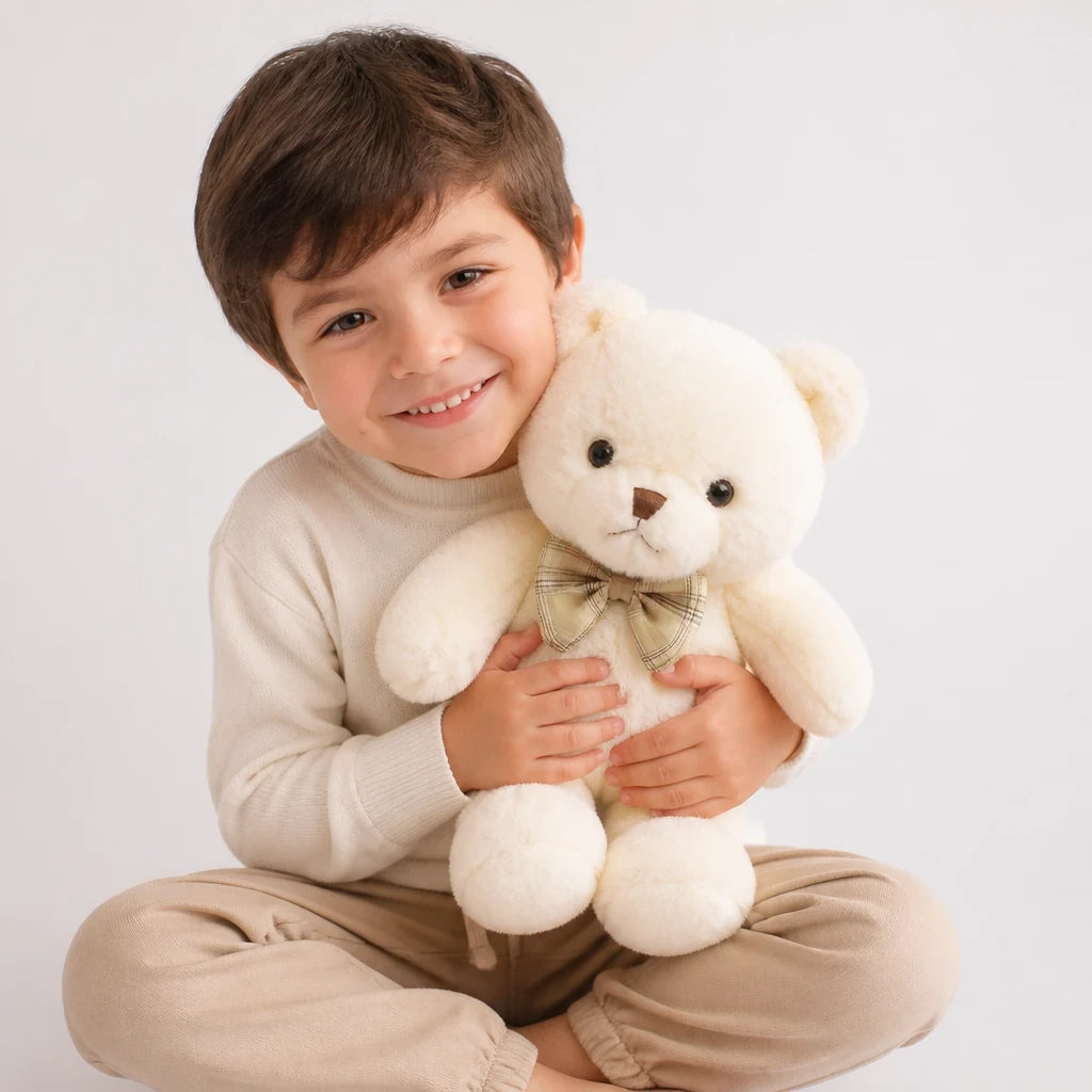 Ursinho de pelúcia macio 30cm, companheiro de sono ideal para conforto e abraços infantis